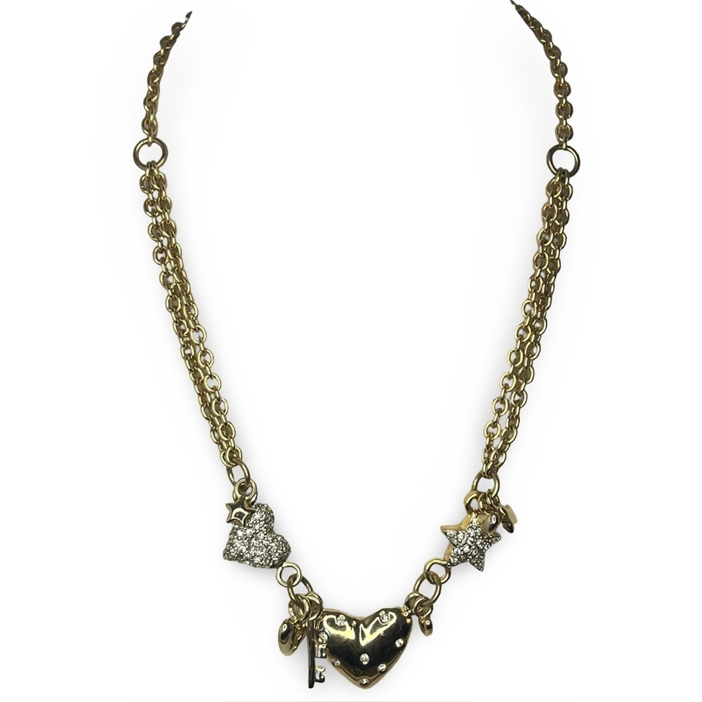Gold Heart and Star Charm Necklace
